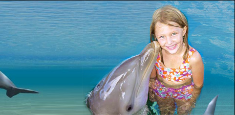 Little girl with dolphin.
